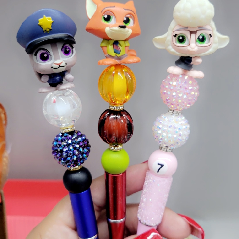 Topia Blue and Red Beaded Pens Collection
